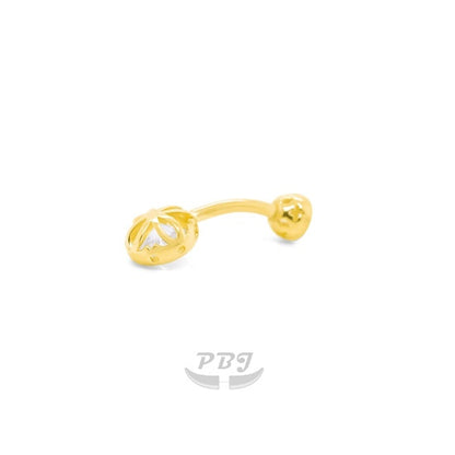 14K Gold 14g * 4 & 6mm Swarovski Double Jeweled Navel Ring